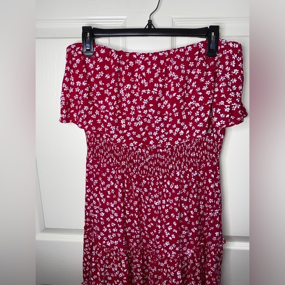 Red, White and Blue Ruffled Tiered Strapless Dress, Romantic Ruffle Sundress L - Picture 4 of 7